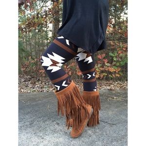 SOLD Boho Brown Aztec Pattern Legging OS